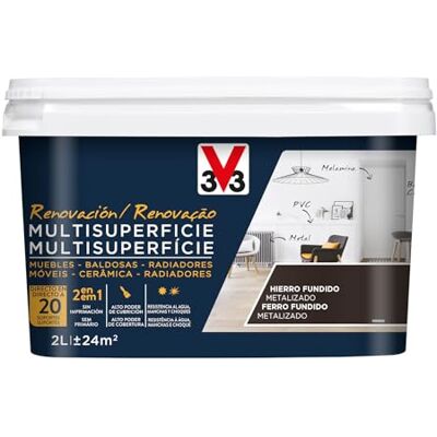 V33 Esmalte Renovación Multisuperficie Hierro Fundido Metalizado 2L V33 Esmalte Renovación Multisuperficie Hierro Fundido Metalizado 2L