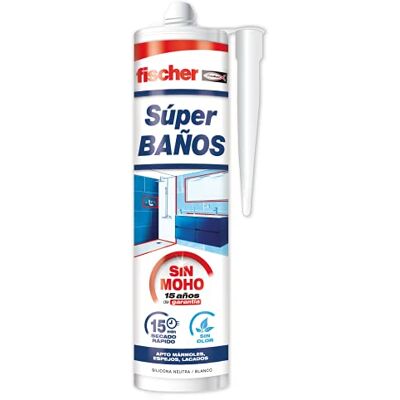 fischer Silicona Blanca Superbaños 280ml Sellador Flexible Antimoho para Cocinas y Baños Adhesión Duradera en Múltiples Superficies Sin Olores Fuertes Alta Elasticidad Uso Interior fischer Silicona Blanca Superbaños 280ml Sellador Flexible Antimoho para Cocinas y Baños Adhesión Duradera en Múltiples Superficies Sin Olores Fuertes Alta Elasticidad Uso Interior