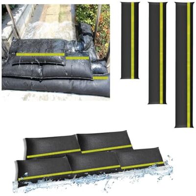 Estresen 4 piezas Sacos Absorbentes de Agua, Barrera contra Inundaciones con Tira Reflectante Barrera Anti Inundación Protección contra inundaciones para puerta de Garaje Sótano contra Lluvia 90x20cm Estresen 4 piezas Sacos Absorbentes de Agua, Barrera contra Inundaciones con Tira Reflectante Barrera Anti Inundación Protección contra inundaciones para puerta de Garaje Sótano contra Lluvia 90x20cm