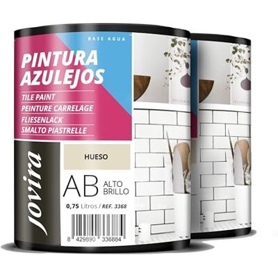 Jovira Pinturas - Pintura para azulejos al agua color hueso - 2 x 750 ml - Paint Jovira Pinturas - Pintura para azulejos al agua color hueso - 2 x 750 ml - Paint