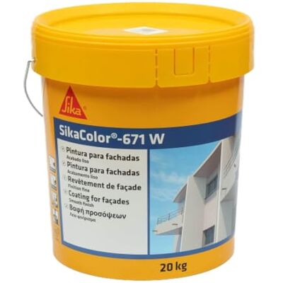 SIKA Pintura para fachadas Color 671W Blanco Impermeabilizante y decorativa Hormigón, mortero, ladrillo, piedra Impermable 20kg SIKA Pintura para fachadas Color 671W Blanco Impermeabilizante y decorativa Hormigón, mortero, ladrillo, piedra Impermable 20kg
