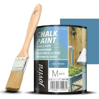 JOVIRA PINTURAS Pintura Tiza Chalk Paint al Agua Mate + Pincel especial para madera. Renueva tus muebles con creatividad. (750 Mililitros, Azul Intenso + Pincel) C-49-K JOVIRA PINTURAS Pintura Tiza Chalk Paint al Agua Mate + Pincel especial para madera. Renueva tus muebles con creatividad. (750 Mililitros, Azul Intenso + Pincel) C-49-K
