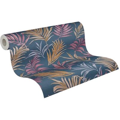 A.S. Création livingwalls papel pintado no tejido con motivo de hojas en azul, rojo, amarillo y morado – papel pintado de jungla exótica 10,05 m x 0,53 m diseño de COSMOPOLITAN – A.S. Création livingwalls papel pintado no tejido con motivo de hojas en azul, rojo, amarillo y morado – papel pintado de jungla exótica 10,05 m x 0,53 m diseño de COSMOPOLITAN –