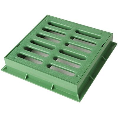First Plast Marco con Rejilla peatonal de PVC, Verde, 200 x 200 mm First Plast Marco con Rejilla peatonal de PVC, Verde, 200 x 200 mm