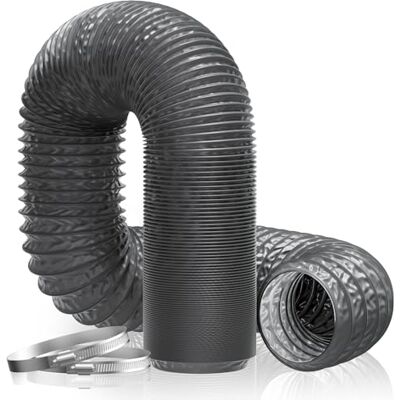 Hon&Guan ø100mm Manguera de Aire PVC, 5m Tubo de Aluminio para Secadora, Extractor, Campanas de humos sistema de ventilación, con 2 Abrazaderas de Acero Inoxidable, Gris Hon&Guan ø100mm Manguera de Aire PVC, 5m Tubo de Aluminio para Secadora, Extractor, Campanas de humos sistema de ventilación, con 2 Abrazaderas de Acero Inoxidable, Gris