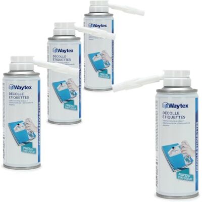 Waytex Lote de 4 etiquetas 200 ml, para etiquetas, pegamento, resina, pincel difusor, elimina residuos de pegamento, eficaz en metal, plástico, vidrio, aluminio, laminado Waytex Lote de 4 etiquetas 200 ml, para etiquetas, pegamento, resina, pincel difusor, elimina residuos de pegamento, eficaz en metal, plástico, vidrio, aluminio, laminado