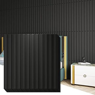 Art3d paneles de pared 3D panel ranurado paneles de plástico PVC 12 piezas negro 50x50cm 3 m² Art3d paneles de pared 3D panel ranurado paneles de plástico PVC 12 piezas negro 50x50cm 3 m²