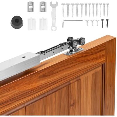 VEVOR Kit de Herrajes para Puerta Corrediza 113,5 cm, Herraje para Una Sola Puerta de 25-45 mm de Grosor y 610 mm de Ancho, Pista de Aleación de Aluminio, Deslizamiento Suave y Silencioso, Plata VEVOR Kit de Herrajes para Puerta Corrediza 113,5 cm, Herraje para Una Sola Puerta de 25-45 mm de Grosor y 610 mm de Ancho, Pista de Aleación de Aluminio, Deslizamiento Suave y Silencioso, Plata