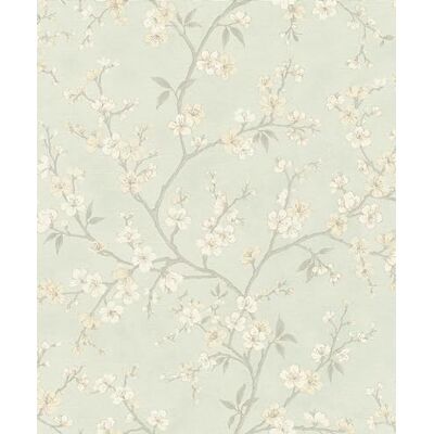 Rasch Country Charme Papel pintado no tejido, color verde claro con pequeñas y delicadas flores en beige y blanco Rasch Country Charme Papel pintado no tejido, color verde claro con pequeñas y delicadas flores en beige y blanco