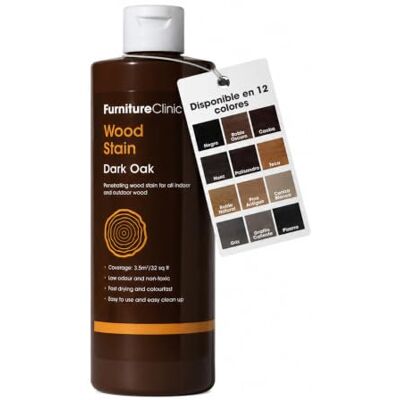 Furniture Clinic Tinte para madera (roble oscuro) Secado rápido, altamente concentrado y fácil de aplicar Tinte para toda la madera de interior y exterior 500 ml Furniture Clinic Tinte para madera (roble oscuro) Secado rápido, altamente concentrado y fácil de aplicar Tinte para toda la madera de interior y exterior 500 ml
