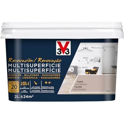V33 Esmalte Renovación Multisuperficie Topo Satinado 2L V33 Esmalte Renovación Multisuperficie Topo Satinado 2L