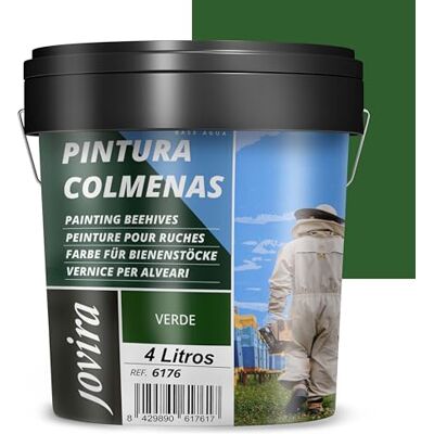 JOVIRA PINTURAS Pintura Colmenas al Agua, acabado Mate. Especial para Apicultura. Protege el interior y exterior de la colmena. (4 Litros, Verde) A-57B JOVIRA PINTURAS Pintura Colmenas al Agua, acabado Mate. Especial para Apicultura. Protege el interior y exterior de la colmena. (4 Litros, Verde) A-57B