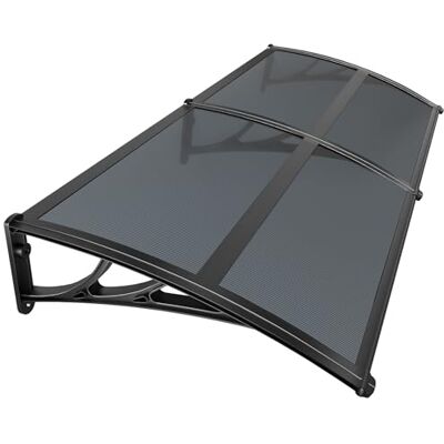 VOUNOT ® Marquesinas Exterior para Puertas y Ventanas, 200 x 80 cm Tejadillo de Protección con Barra Central, Toldo Cubierta de Policarbonato en Jardín, Antracita VOUNOT ® Marquesinas Exterior para Puertas y Ventanas, 200 x 80 cm Tejadillo de Protección con Barra Central, Toldo Cubierta de Policarbonato en Jardín, Antracita
