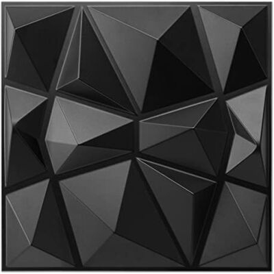 Art3d Paneles 3D Diamante Negro Mate Art3d Paneles 3D Diamante Negro Mate