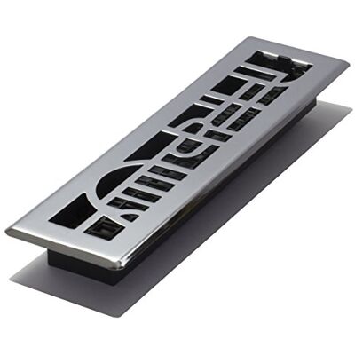 Decor Grates Décor Grates Registro de suelo de estilo Art Deco, 5 x 30 cm, cromado, paquete de 1 unidad Decor Grates Décor Grates Registro de suelo de estilo Art Deco, 5 x 30 cm, cromado, paquete de 1 unidad