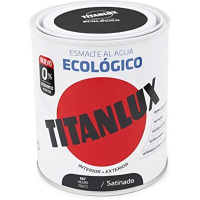 TITANLUX Ecológico Esmalte al agua mulisuperficie Satinado Negro 750ml TITANLUX Ecológico Esmalte al agua mulisuperficie Satinado Negro 750ml