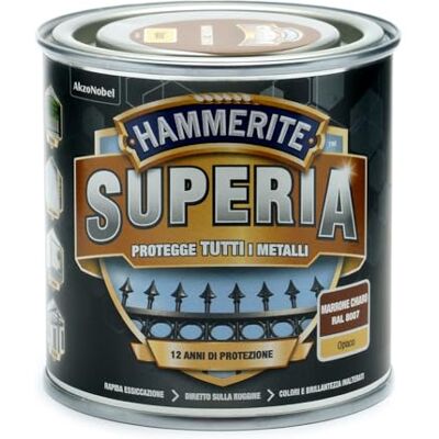 Hammerite Superia Esmalte Metal Antioxidante Interior y Exterior Mate Marrón Claro, 250 ml Hammerite Superia Esmalte Metal Antioxidante Interior y Exterior Mate Marrón Claro, 250 ml