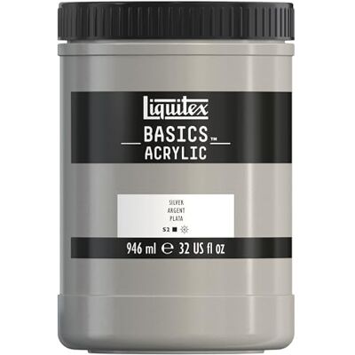 Liquitex Basic Acrylic Tubo de Pintura Acrílica, 946 ML, Plateado Liquitex Basic Acrylic Tubo de Pintura Acrílica, 946 ML, Plateado