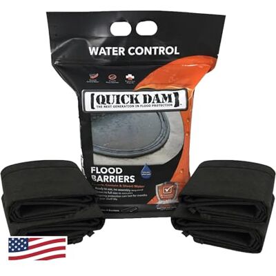 Quick Dam Barrera contra inundaciones de 5 pies, color negro Absorbentes de agua reutilizables, desvian el agua, protegen de la lluvia, derrames, fugas, inundaciones y más Quick Dam Barrera contra inundaciones de 5 pies, color negro Absorbentes de agua reutilizables, desvian el agua, protegen de la lluvia, derrames, fugas, inundaciones y más