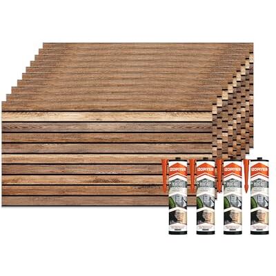 IZODEKOR Revestimiento de pared de madera de poliestireno 3D, paneles acústicos de aspecto de madera, decoración de pared para cocina, baño, balcón, dormitorio y sala de estar, madera oscura, 10 IZODEKOR Revestimiento de pared de madera de poliestireno 3D, paneles acústicos de aspecto de madera, decoración de pared para cocina, baño, balcón, dormitorio y sala de estar, madera oscura, 10