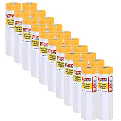 tesa Easy Cover 4402 Juego de 20 láminas de pintura con cinta de pintura para pegar y cubrir, cinta adhesiva 2 en 1 con papel de aluminio, 17 m x 2,6 m cada una tesa Easy Cover 4402 Juego de 20 láminas de pintura con cinta de pintura para pegar y cubrir, cinta adhesiva 2 en 1 con papel de aluminio, 17 m x 2,6 m cada una