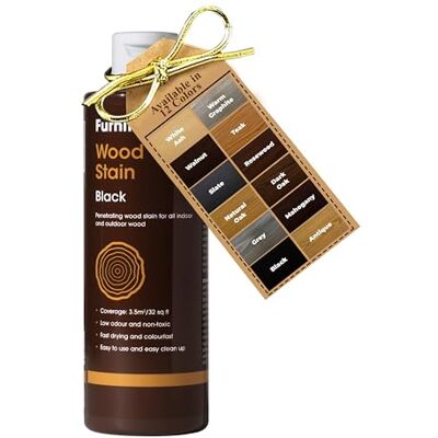 Furniture Clinic Tinte para madera (negro) Secado rápido, altamente concentrado y fácil de aplicar Tinte para toda la madera de interior y exterior 500 ml Furniture Clinic Tinte para madera (negro) Secado rápido, altamente concentrado y fácil de aplicar Tinte para toda la madera de interior y exterior 500 ml