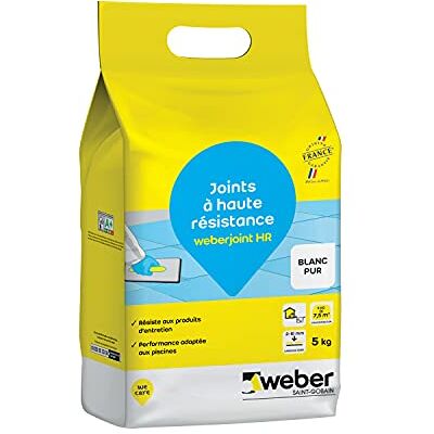 Weber Junta de azulejos adecuada para piscina, alta resistencia, blanco puro, joint HR 5KG, Weber Junta de azulejos adecuada para piscina, alta resistencia, blanco puro, joint HR 5KG,