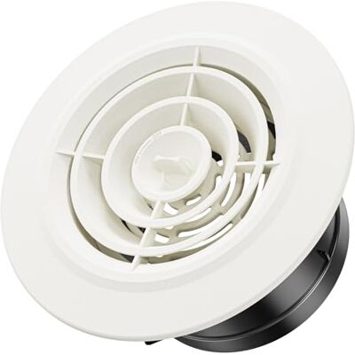 Hon&Guan Ø 100mm Rejilla de Ventilación Redonda, ABS Difusor de Ventilacion de Techo Redondo, Ajustable Difusor de Techo para Baño, Tubería de PVC, Cocina, Chimenea, Garaje, Filtro, Blanco Hon&Guan Ø 100mm Rejilla de Ventilación Redonda, ABS Difusor de Ventilacion de Techo Redondo, Ajustable Difusor de Techo para Baño, Tubería de PVC, Cocina, Chimenea, Garaje, Filtro, Blanco
