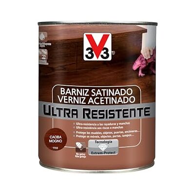 V33 BARNIZ INTERIOR ULTRA RESISTENTE SATINADO CAOBA 0,75L V33 BARNIZ INTERIOR ULTRA RESISTENTE SATINADO CAOBA 0,75L