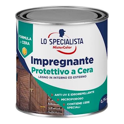 LO SPECIALISTA - Impregnante Cera ad Acqua - 0,75 l - Mogano - impregnante para madera LO SPECIALISTA - Impregnante Cera ad Acqua - 0,75 l - Mogano - impregnante para madera