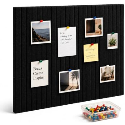Relaxdays paneles de fieltro autoadhesivos, con chinchetas, negro Relaxdays paneles de fieltro autoadhesivos, con chinchetas, negro