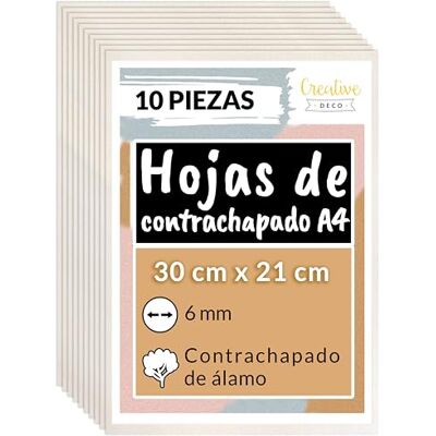 Creative 10 x A4 Tablero Madera Contrachapado de Álamo para Bricolaje Creative 10 x A4 Tablero Madera Contrachapado de Álamo para Bricolaje