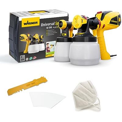 Wagner pulverizador de Pintura W 590 FLEXiO para plásticas/látex, Barnices y esmaltes Interiores y Exteriores, 15 m²-6 min, depósito 1300 ml/800 ml, 630 W Wagner pulverizador de Pintura W 590 FLEXiO para plásticas/látex, Barnices y esmaltes Interiores y Exteriores, 15 m²-6 min, depósito 1300 ml/800 ml, 630 W