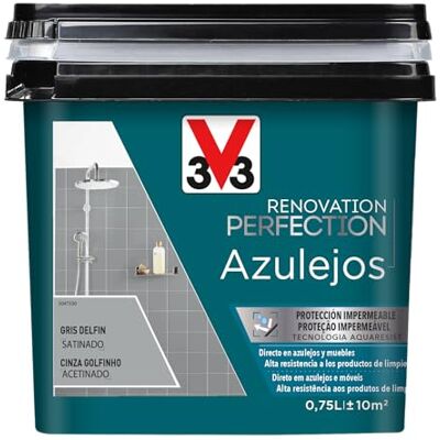 V33 Esmalte Renovation Perfection Azulejos Gris Delfín Satinado 0,75L V33 Esmalte Renovation Perfection Azulejos Gris Delfín Satinado 0,75L