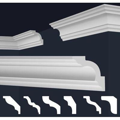 Marbet Design Molduras de XPS Poliestireno blanco Cornisas de techo Molduras decorativas de esquina E-Molduras (30 metros / 15 tiras E-15) Marbet Design Molduras de XPS Poliestireno blanco Cornisas de techo Molduras decorativas de esquina E-Molduras (30 metros / 15 tiras E-15)