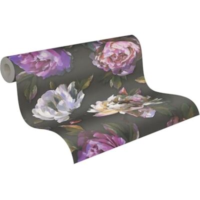 A.S. Création PintWalls papel pintado no tejido con motivo de flores en negro, morado, verde – papel pintado decorativo 10,05 x 0,53 m – A.S. Création PintWalls papel pintado no tejido con motivo de flores en negro, morado, verde – papel pintado decorativo 10,05 x 0,53 m –