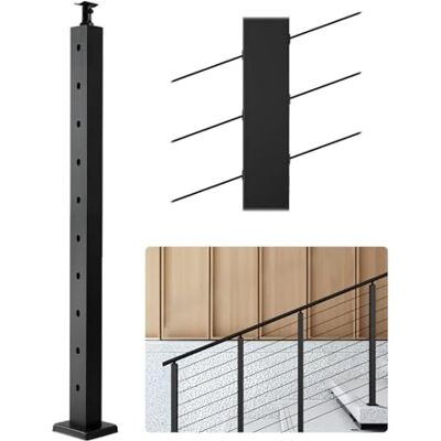 VEVOR Poste de Barandilla de Cable, 1 Pieza Poste de Barandilla 91,4 x 5 x 5 cm en Ángulo de 30°, Poste de Acero Inoxidable SUS304 con Soporte Horizontal y Curvo, Negro, 1JZLGZXHS914YIVIS001V0 VEVOR Poste de Barandilla de Cable, 1 Pieza Poste de Barandilla 91,4 x 5 x 5 cm en Ángulo de 30°, Poste de Acero Inoxidable SUS304 con Soporte Horizontal y Curvo, Negro, 1JZLGZXHS914YIVIS001V0