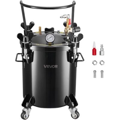 VEVOR Tanque de Presión, Capacidad de 20 litros, con 2 Conectores UE/AU para Proyectos de Bricolaje y Creación de Arte, Contenedor de Tinta de Gran Diámetro y Cuatro Ruedas, 390 x 340 x 580 mm, Negro VEVOR Tanque de Presión, Capacidad de 20 litros, con 2 Conectores UE/AU para Proyectos de Bricolaje y Creación de Arte, Contenedor de Tinta de Gran Diámetro y Cuatro Ruedas, 390 x 340 x 580 mm, Negro