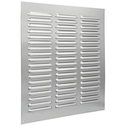 La Ventilazione Rejilla de ventilación rectangular de metal para superponer con red antigoteo. Tamaño: 300 x 300 mm. Color aluminio. La Ventilazione Rejilla de ventilación rectangular de metal para superponer con red antigoteo. Tamaño: 300 x 300 mm. Color aluminio.