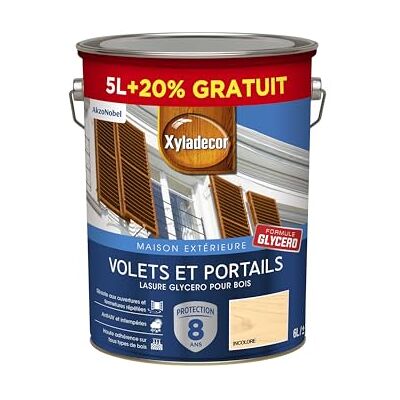 Xyladecor Lasure protector para madera exterior glicero, persianas, puertas, ventanas, color satinado, incoloro, cantidad: 5 L más 20% gratis Xyladecor Lasure protector para madera exterior glicero, persianas, puertas, ventanas, color satinado, incoloro, cantidad: 5 L más 20% gratis
