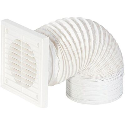 Airflow Kit de Conducto Flexible – Ø150 mm de Diámetro x 3 m de Longitud con Rejilla Cuadrada Blanca y Malla Antiinsectos – Kit de Ventilación de Fácil Instalación para Extractores Airflow Kit de Conducto Flexible – Ø150 mm de Diámetro x 3 m de Longitud con Rejilla Cuadrada Blanca y Malla Antiinsectos – Kit de Ventilación de Fácil Instalación para Extractores