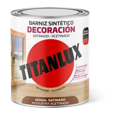 TITANLUX Barniz para mobiliario y elementos de Madera Interior-Exterior, Satinado, Nogal 0,750 L TITANLUX Barniz para mobiliario y elementos de Madera Interior-Exterior, Satinado, Nogal 0,750 L