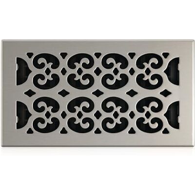 Decor Grates Registro de suelo de desplazamiento, acabado de níquel, 6 x 12 pulgadas Decor Grates Registro de suelo de desplazamiento, acabado de níquel, 6 x 12 pulgadas