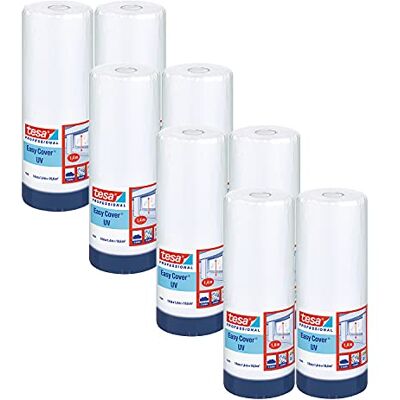tesa Easy Cover 4369 UV Juego de 8 láminas de pintura con cinta de tela para pegar y cubrir en exteriores, cinta adhesiva 2 en 1 con lámina, color azul mate, 14 m x 1,4 m tesa Easy Cover 4369 UV Juego de 8 láminas de pintura con cinta de tela para pegar y cubrir en exteriores, cinta adhesiva 2 en 1 con lámina, color azul mate, 14 m x 1,4 m