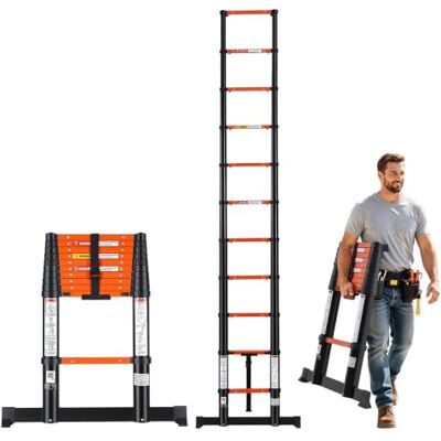 VEVOR Escalera Telescópica Plegable 150 kg de Aluminio Extensible a 3,2 m para Pintura, Ventanas y Camping, con Barra de 805 mm, Retracción con un Botón, Peldaños Antideslizantes y Bloqueo Integrado VEVOR Escalera Telescópica Plegable 150 kg de Aluminio Extensible a 3,2 m para Pintura, Ventanas y Camping, con Barra de 805 mm, Retracción con un Botón, Peldaños Antideslizantes y Bloqueo Integrado