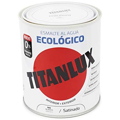 TITANLUX Ecológico Esmalte al agua mulisuperficie Satinado Blanco 750ml TITANLUX Ecológico Esmalte al agua mulisuperficie Satinado Blanco 750ml