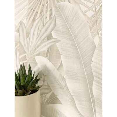 Newroom papel pintado beige crema tropical hojas de palmera salón Newroom papel pintado beige crema tropical hojas de palmera salón