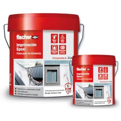 fischer Imprimación Epoxi 3L + 1L, Base Agua, Interior y Exterior, Materiales Porosos y No porosos, Antióxido, Rendimiento 40m2 (4 Litros) Blanco fischer Imprimación Epoxi 3L + 1L, Base Agua, Interior y Exterior, Materiales Porosos y No porosos, Antióxido, Rendimiento 40m2 (4 Litros) Blanco