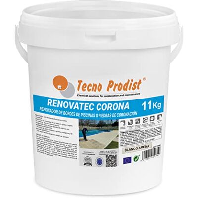 Tecno Prodist RENOVATEC CORONA (BLANCO ARENA 11 Kg), Pintura renovación bordes de piscinas o piedra de coronación Antideslizante Alta resistencia y durabilidad Fácil Aplicación Tecno Prodist RENOVATEC CORONA (BLANCO ARENA 11 Kg), Pintura renovación bordes de piscinas o piedra de coronación Antideslizante Alta resistencia y durabilidad Fácil Aplicación
