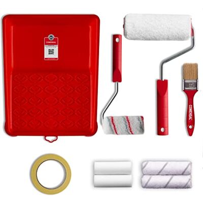 COMENSAL ® Set de Rodillos 13 pcs Rodillo Pintura Rodillos de Pintura de Con Mango Bandeja Pintura 2x Pinceles/Plástico para Pintar/Cinta de Pintar Made in EU COMENSAL ® Set de Rodillos 13 pcs Rodillo Pintura Rodillos de Pintura de Con Mango Bandeja Pintura 2x Pinceles/Plástico para Pintar/Cinta de Pintar Made in EU